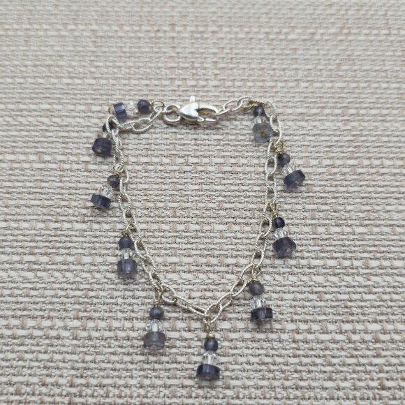 7 Inch Sterling Silver Quartz Stone Charms Bracelet A5011 - Picture 1 of 6